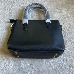 Vegan Leather Black mini-bag w gold embellishment
